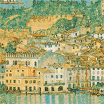 Robert Kaufman - Gustav Klimt - Houses on Lake and Hillside, Lake