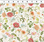 Clothworks - Hummingbird Days - Mixed Floral, Light Cream