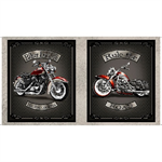 Quilting Treasures - Ride Free - 24^ Motorcycle Picture Patches Panel, Black