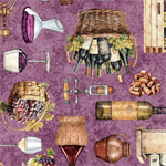 Quilting Treasures - Cork & Barrel - Everything Wine, Mauve