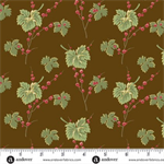 Andover Fabrics - Jingle Bell - Leaves & Berries, Dark Chocolate
