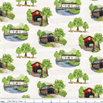 Riley Blake - Covered Bridges in Spring - Main Print, White