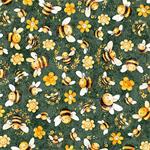Quilting Treasures - Buzz Buzz Buzz - Bee & Floral Toss, Juniper