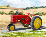 David Textiles - Exclusive Panels - 36^ Panel 1822 Red Tractor, Multi