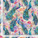 Timeless Treasures - Wild Beauty - Peacocks On Floral, Multi