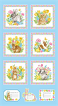 Blank Quilting - Spring is Hare - 24^ Block Panel 10^ Square, Light Blue