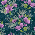 Marcus Fabrics - Pretty Purple Petals - Fun Floral, Navy