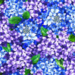 Oasis Fabrics - Fantasy 2 - Flower Cluster, Purple/Blue