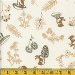 Mook Fabrics - 54^ Double Gauze - Bunnies & Mushrooms, Cream