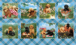 Henry Glass - Pups in The Garden - 9^ Puppy Blocks, Cyan