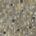 Robert Kaufman - Gustav Klimt - Gold Metallic Squares, Charcoal
