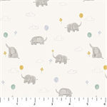 Figo Fabrics - Lucky Day Flannel - Elephants & Balloons, Cream