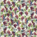 Timeless Treasures - Wine - Grapes With Leaves. Cream
