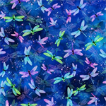 Hoffman Spectrum Digital - Wading With Water Lilies - Dragonflies, Sapphire