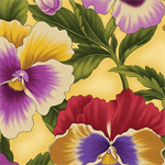Benartex - Flower Festival - Pansies, Yellow/Violet