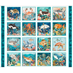 Quilting Treasures - Deep Sea Dazzle - 36^ Undersea Patches Panel, Turquoise