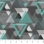 Northcott - Cosmo Oxygen - Large Triangle, Charcoal/Turquoise