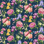 Henry Glass - Garden Symphony - Allover Flowers, Teal