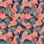 Lumin Fabrics - Stripes and Stars - Flags & Fireworks, Navy