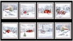 Quilting Treasures - Back Home for the Holidays - 24^ Winter Scene Panel, Black