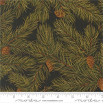 Moda - Merry Manor Metallic - Pine Cones, Ebony