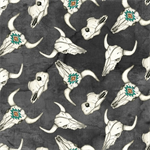 Blank Quilting - Home on the Range - Cow Skulls, Black