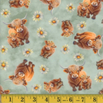 Mook - 60^ Stretch Minky - Woolly Highlanders, Green