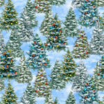Windham Fabrics - Winter Wonder - Tree Farm w/Puff, Icy Blue