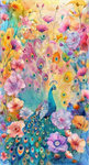Timeless Treasures - Wild Beauty - 24^ Peacock Floral Panel, Multi