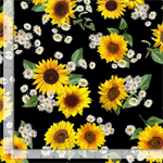 Timeless Treasures - Advice From A Sunflower - Sunflower & Daisy Bouquets, Black