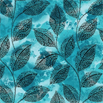 Benartex Traditions - Go With The Flow - Mosaic Leaves, Turquoise
