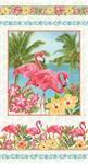 Henry Glass - Pink Paradise - 24^ Flamingo Panel, Multi