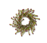 Glittered Snowy Red Berry Leaf Candle Ring