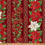 Hoffman California - Blooming Holidays - Border Stripe, Scarlet/Gold