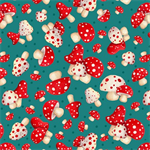 Quilting Treasures - Gnome For The Holiday - Mushroom Toss, Teal