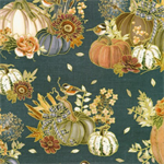 Robert Kaufman - Hello Fall - Pumpkin Arrangement, Denim