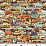 Blank Quilting - Historic Highway - Retro Cars and License Plates, Multi