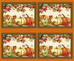 Studio E - Autumn Flourish - 36^ Placemat Panel, Pumpkin