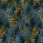 P & B Textiles - Fireside Serenity - Allover Trees, Dark Blue