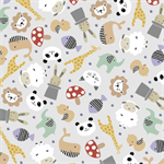 P & B Textiles - Dream Drifters - Tossed Animals, Light Silver