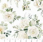 Northcott - White Wedding - Floral, White