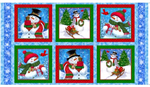 Quilting Treasure - Frosty Friends - 24^ Snowman Block Panel, Blue