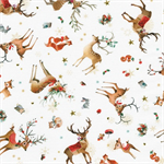 Robert Kaufman - Festive Fauna - Tossed Critters, White