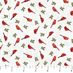 Northcott - Winter Song - Mini Birds, White
