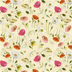 Clothworks - Poppy Dreams - Tossed Poppies, Cream