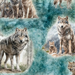 Quilting Treasures - Running With The Pack - Wolf Vignettes, Teal