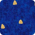 Robert Kaufman - Gustav Klimt - Metallic Gold Triangles Spaced, Cobalt