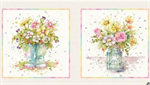 P & B Textiles - Boots & Blooms - 24^ Block Pillow Panel, Blue