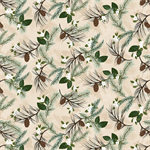 Henry Glass - Folk Art Flannels 4 - Pine Boughs, Cream