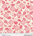P & B Textiles - Barnyard Babies - Paisley Print, Ecru/Red